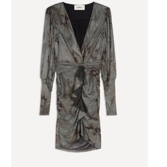Ba&sh |  Lizie Ruched Metallic Mini Dress Size XS NEW - Picture 7 of 15